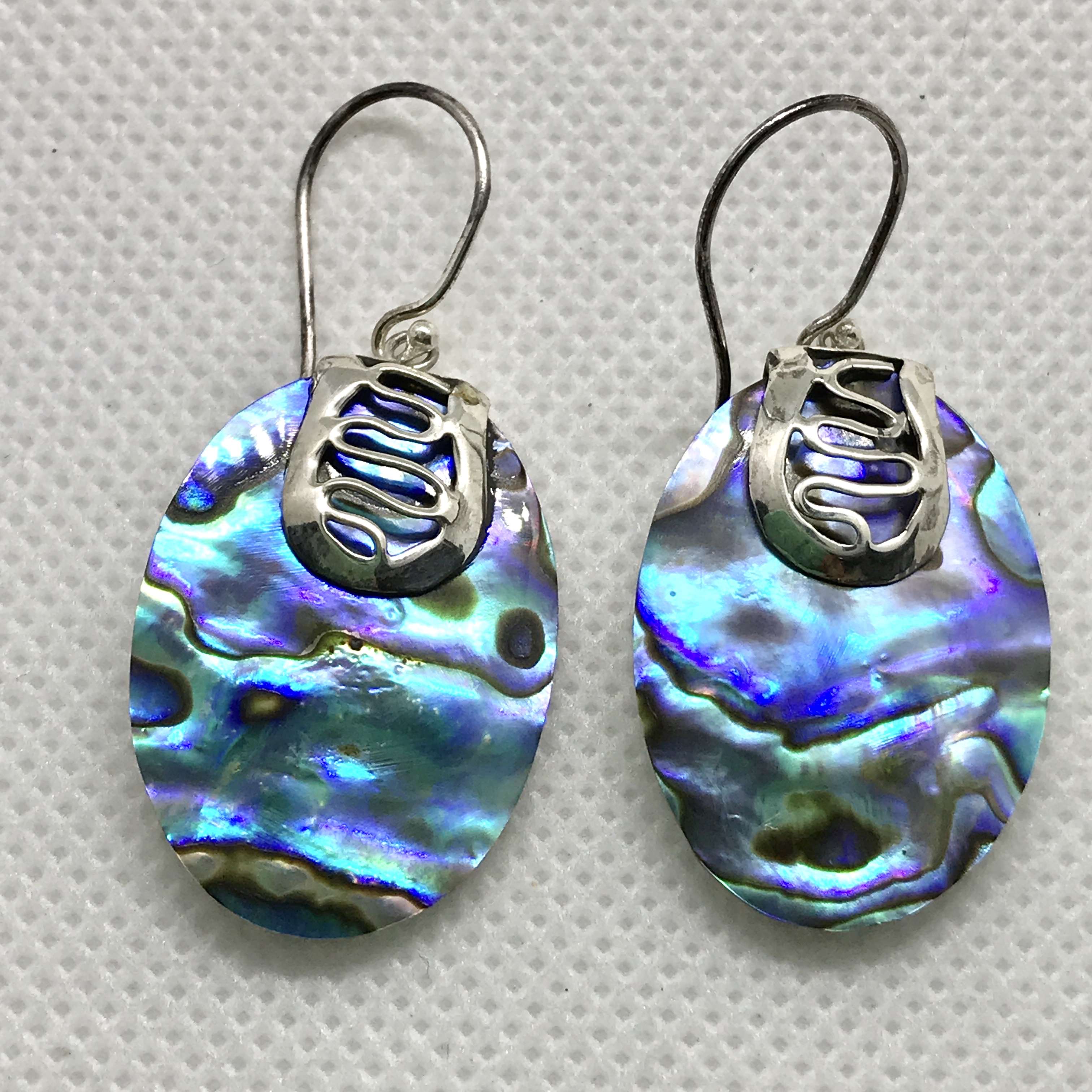 BALI 925 STERLING SILVER EARRINGS WITH ABALONE
