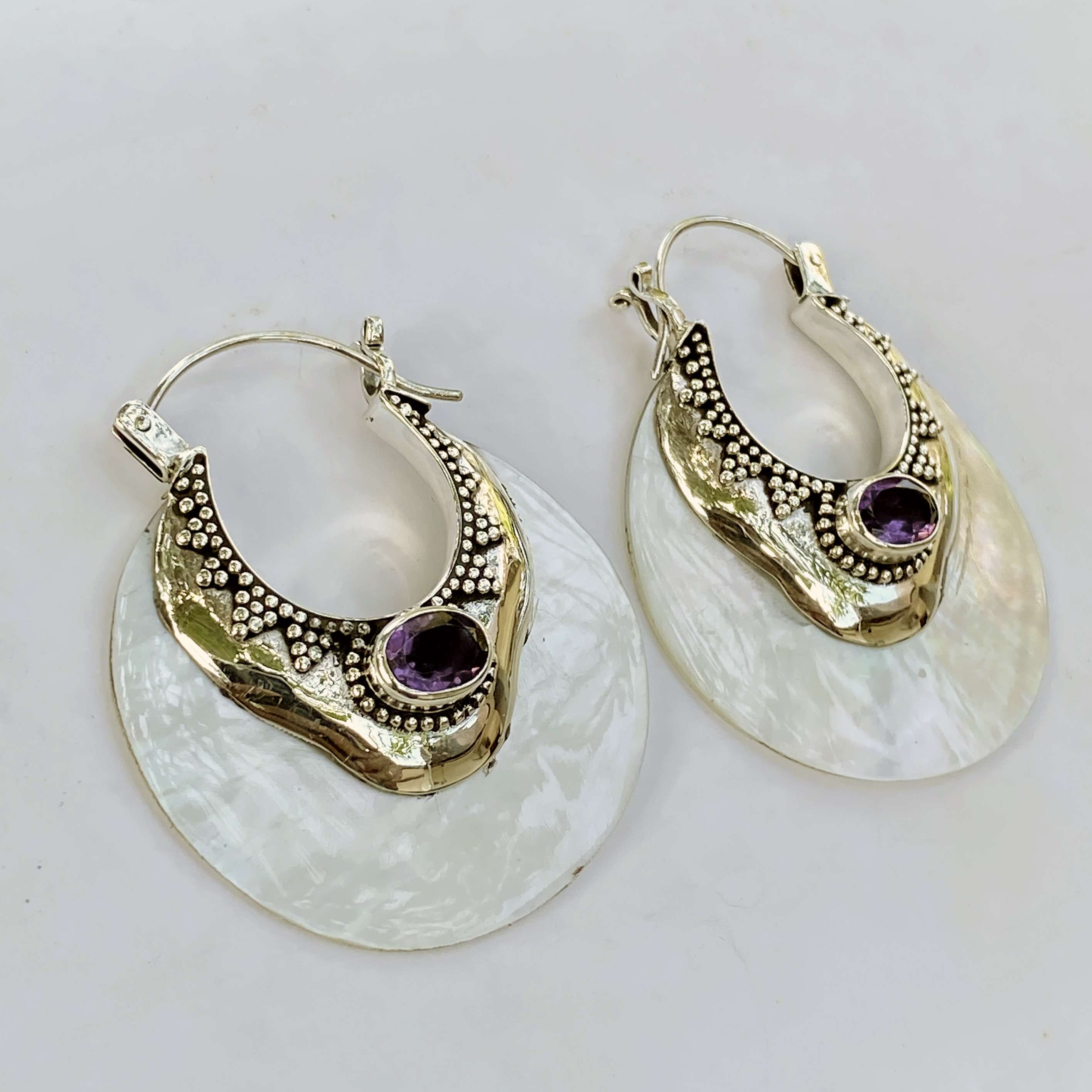 Amethyst Earrings in Sterling Silver and 14k Rose Gold | LZE759-AM | Valina  Fashion Jewelry