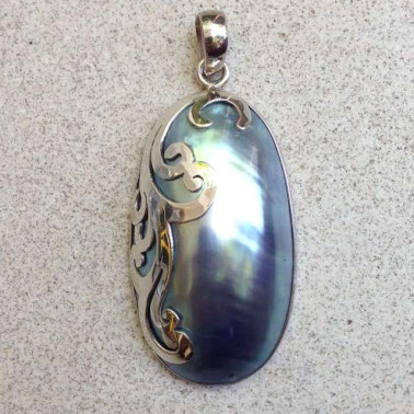 PD 12379 NT-(HANDMADE 925 BALI SILVER PENDANT WITH NAUTILUS SHELL)