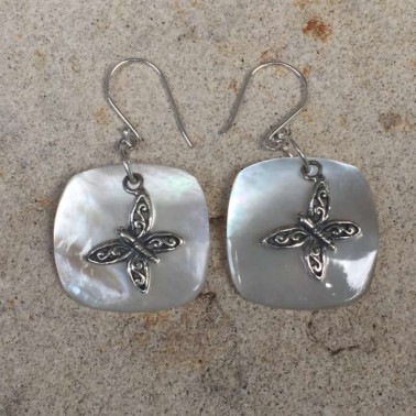 ER 11531 MP-HANDMADE 925 BALI SILVER EARRINGS WITH MOP