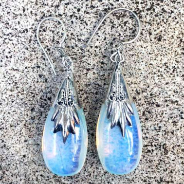 ER 01719 OP-(HANDMADE 925 BALI SILVER EARRINGS WITH OPALITE)