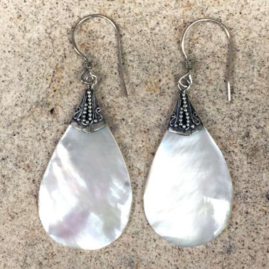 ER 11803 MP-(HANDMADE 925 BALI SILVER EARRINGS WITH MOTHER OF PEARL)