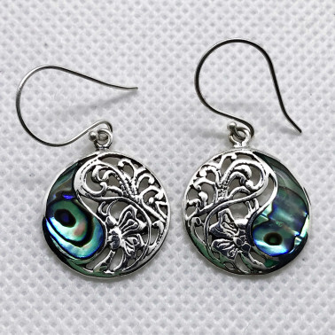 ER 12122 AB-(BALI 925 STERLING SILVER BUTTERFLY EARRINGS WITH ABALONE)