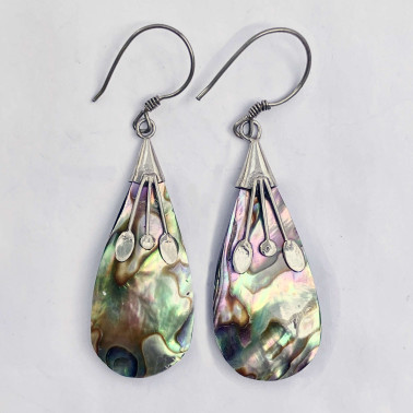 ER12513 AB-(925 BALI SILVER EARRINGS WITH ABALONE SHELL)