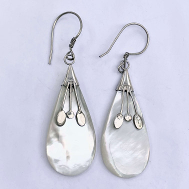 ER 12513 MP-(925 BALI SILVER EARRINGS WITH MOTHER OF PEARL)