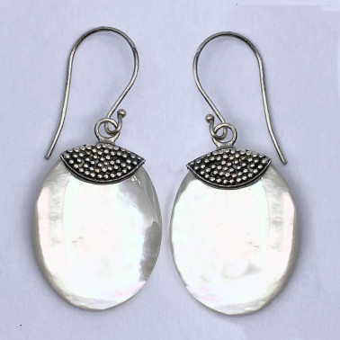 ER 12934 MP-(HANDMADE 925 BALI SILVER EARRINGS WITH MOTHER OF PEARL)