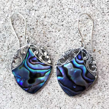 ER 13249 AB-(HANDMADE 925 BALI SILVER EARRINGS WITH ABALONE)