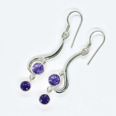 ER 13862 AM-(HANDMADE 925 BALI SILVER EARRINGS WITH AMETHYST)