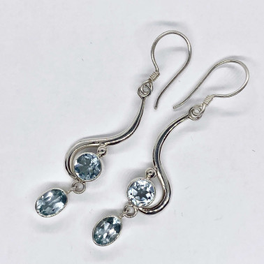 ER 13862 BT-(HANDMADE 925 BALI SILVER EARRINGS WITH  BLUE TOPAZ)