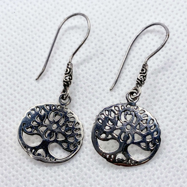 ER 13950-(UNIQUE 925 BALI STERLING SILVER THREE OF LIFE EARRINGS)