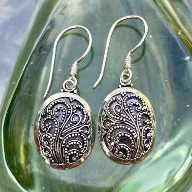 ER 14151-(HANDMADE 925 BALI STERLING SILVER FILIGREE EARRINGS)