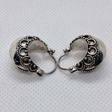 ER 14161-(UNIQUE 925 BALI SILVER FILIGREE DOME SHAPE EARRINGS)