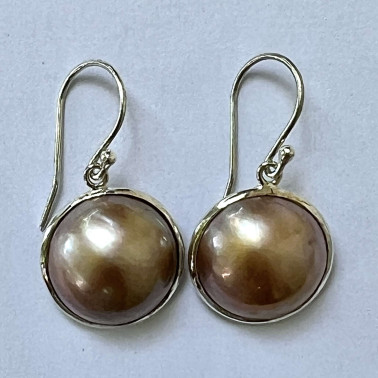 ER 14541 GPL-(HANDMADE 925 BALI STERLING SILVER EARRINGS WITH WHITE GOLD MABE PEARL)