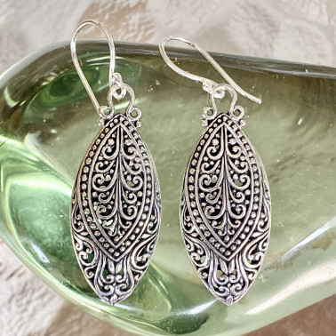 ER 15031-{HANDMADE 925 BALI STERLING SILVER FILIGREE EARRINGS}