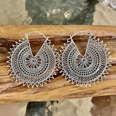ER 15519-(HANDMADE 925 BALI STERLING SILVER FILIGREE EARRINGS)