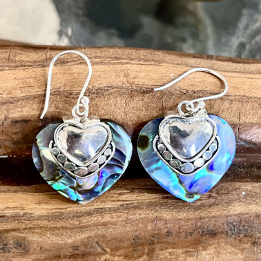 ER 15559 AB-(HANDMADE 925 BALI STERLING SILVER FILIGREE EARRINGS WITH ABALONE)