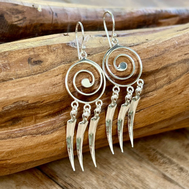 ER 15757-(HANDMADE 925 BALI STERLING SILVER FILIGREE EARRINGS)