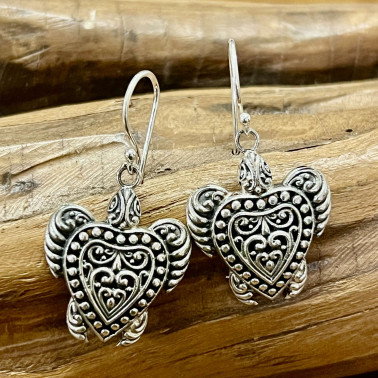 ER 15814-(HANDMADE 925 BALI SILVER TURTLE EARRINGS)