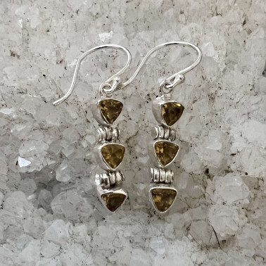 ER 15930 CT-(HANDMADE 925 BALI STERLING SILVER EARRINGS WITH CITRINE)