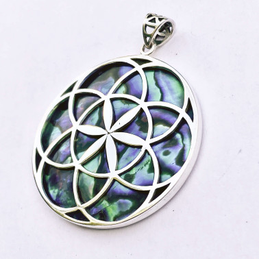 PD 14780 AB-(HANDMADE 925 BALI SILVER PENDANTS WITH ABALONE)