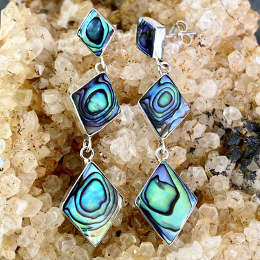 ER 14623 B-AB-(HANDMADE BALI 925 STERLING SILVER EARRINGS WITH ABALONE)