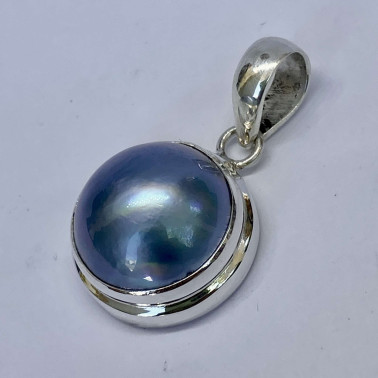 PD 09043 B-BPL-(HANDMADE 925 BALI SILVER PENDANT WITH BLUE COLORED MABE PEARL)