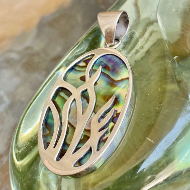PD 09159 AB-(HANDMADE 925 BALI STERLING SILVER PENDANTS WITH ABALONE)