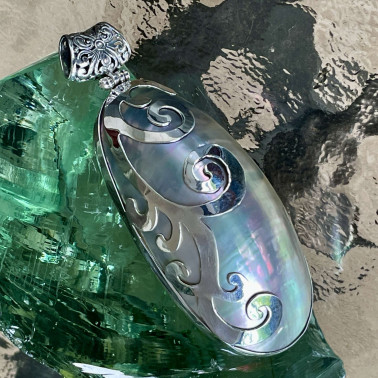 PD 12379 XL-NT-(HANDMADE 925 BALI SILVER PENDANT WITH LARGE NAUTILUS SHELL)