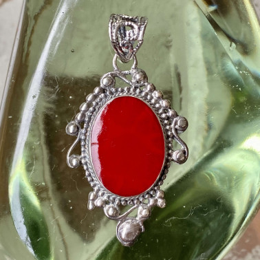 PD 13254 CR-(HANDMADE 925 BALI STERLING SILVER PENDANTS WITH CORAL)