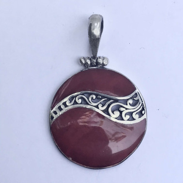 PD 13310 CR-(HANDMADE 925 BALI SILVER PENDANT WITH RED CORAL)