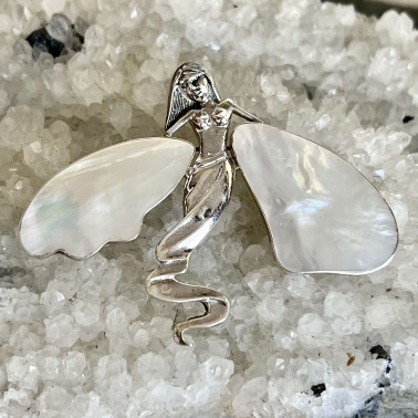 PD 13367 MP-(HANDMADE 925 BALI STERLING SILVER ANGEL PENDANTS WITH MOTHER OF PEARL)