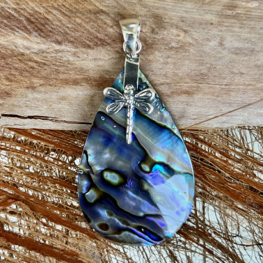 PD 13624 AB-(HANDMADE 925 BALI STERLING SILVER FILIGREE PENDANT WITH ABALONE)