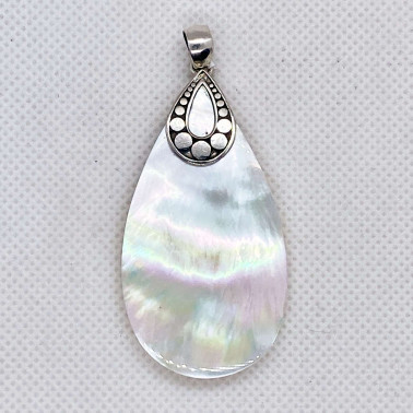 PD 14711 MP-(HANDMADE 925 BALI SILVER ARMADILLO PENDANT WITH MOTHER OF PEARL)