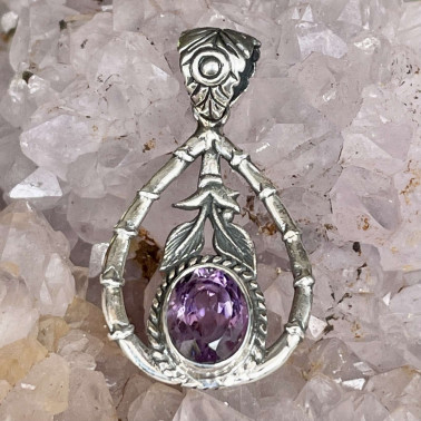PD 15009 AM-(HANDMADE 925 BALI SILVER PENDANT WITH AMETHYST)