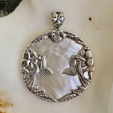 PD 15304 MP-(HANDMADE 925 BALI STERLING SILVER BIRDS PENDANTS WITH MOTHER OF PEARL)