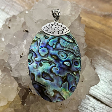 PD 15489 AB-(HANDMADE 925 BALI STERLING SILVER FILIGREE PENDANTS WITH ABALONE)