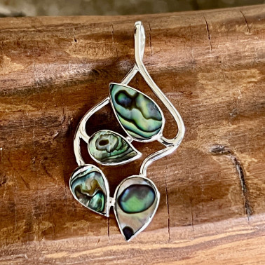 PD 15620 AB-(HANDMADE 925 BALI STERLING SILVER FILIGREE PENDANTS WITH ABALONE SHELL)