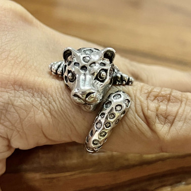 RR 15852-(HANDMADE 925 BALI STERLING SILVER DOG RINGS)