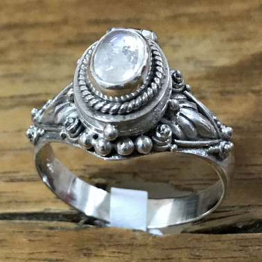 RR 13822 MS-BALI 925 SILVER POISON RINGS WITH MOONSTONE