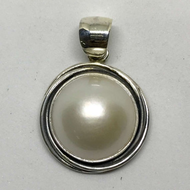 PD 12418 PL-BALI SILVER PENDANT WITH MABE PEARL