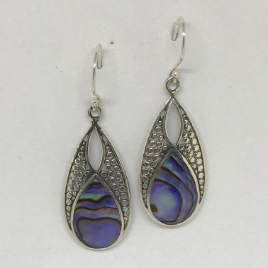 ER 13242 AB-BALI SILVER EARRINGS WITH ABALONE