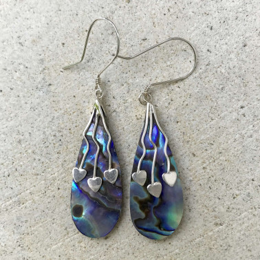 ER 13636 AB-BALI SILVER EARRINGS WITH ABALONE