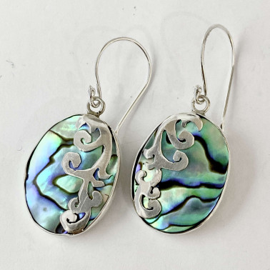 ER 12379 AB-BALI 925 STERLING SILVER EARRINGS WITH ABALONE